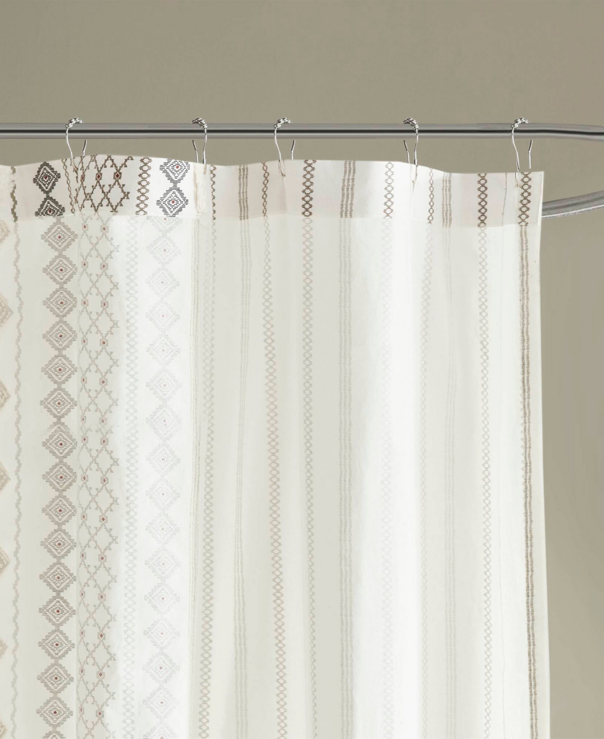 Ink+Ivy Imani Stripe Cotton Chenille Shower Curtain, 72" x