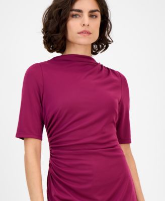 Women's Cowl-Neck Side-Ruched Dress