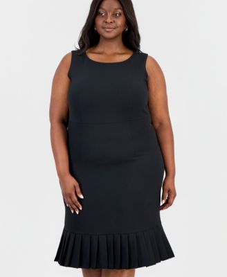 Plus Size Sleeveless Pleated-Hem Sheath Dress
