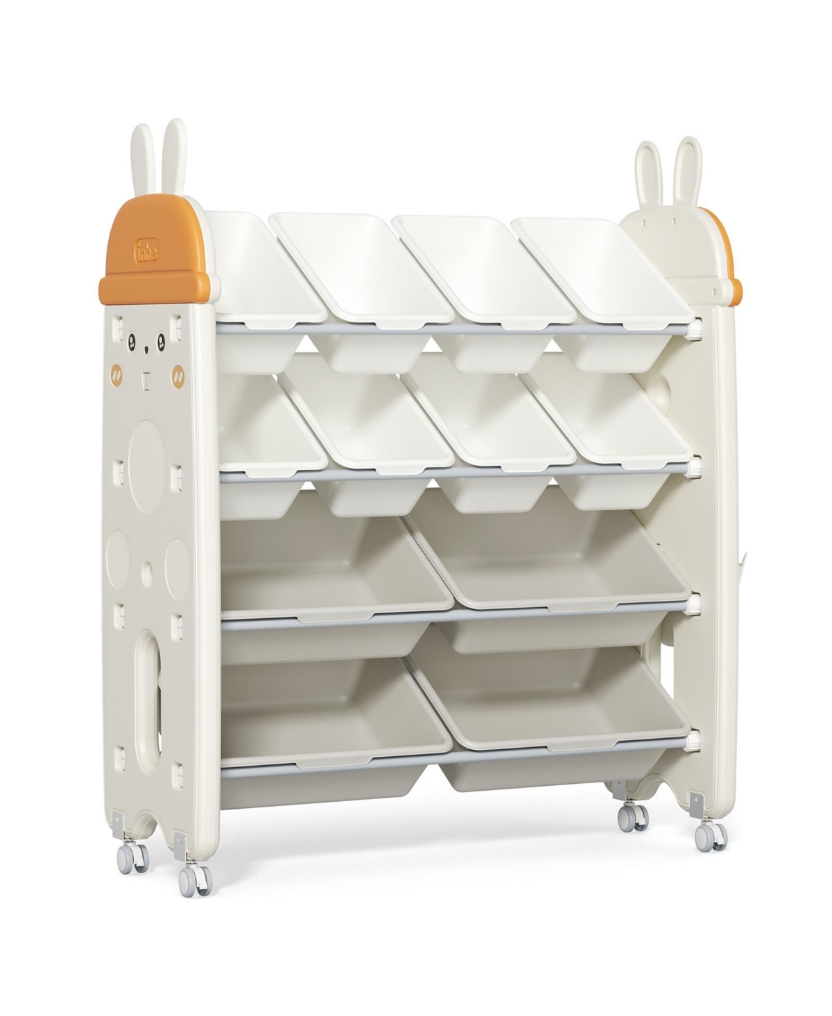 2-in-1 Kids Bookshelf & Bpa-Free Toy Organizer with Removable Bins and Wheels