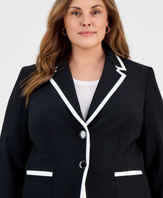 Plus Size Stretch Crepe Two-Button Blazer
