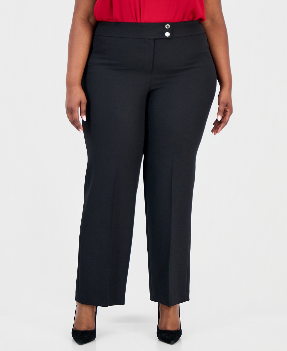 Kasper Plus High-Rise Wide-Leg Pants