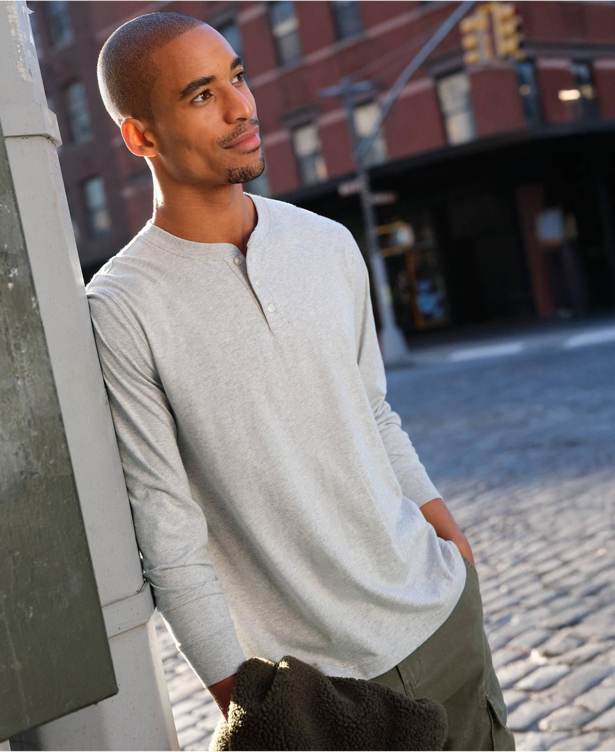 Lands' End Men's Big and Tall Super-t Long Sleeve Henley T-Shirt