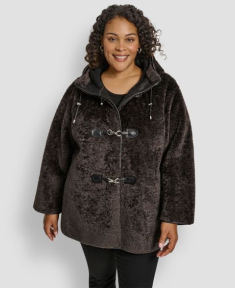 Женские куртки DKNY Plus Size Hooded Toggle Coat