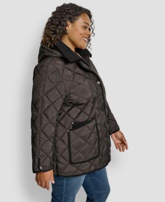 Plus Size Hooded Quilted Coat