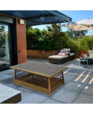 Positano 40" x 26" Outdoor Wicker Coffee Table, Brown