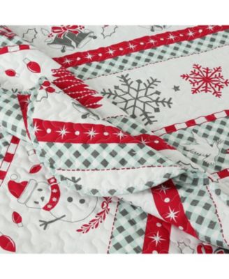 3 Pcs Winter Christmas Quilt Bedspread Set - Queen