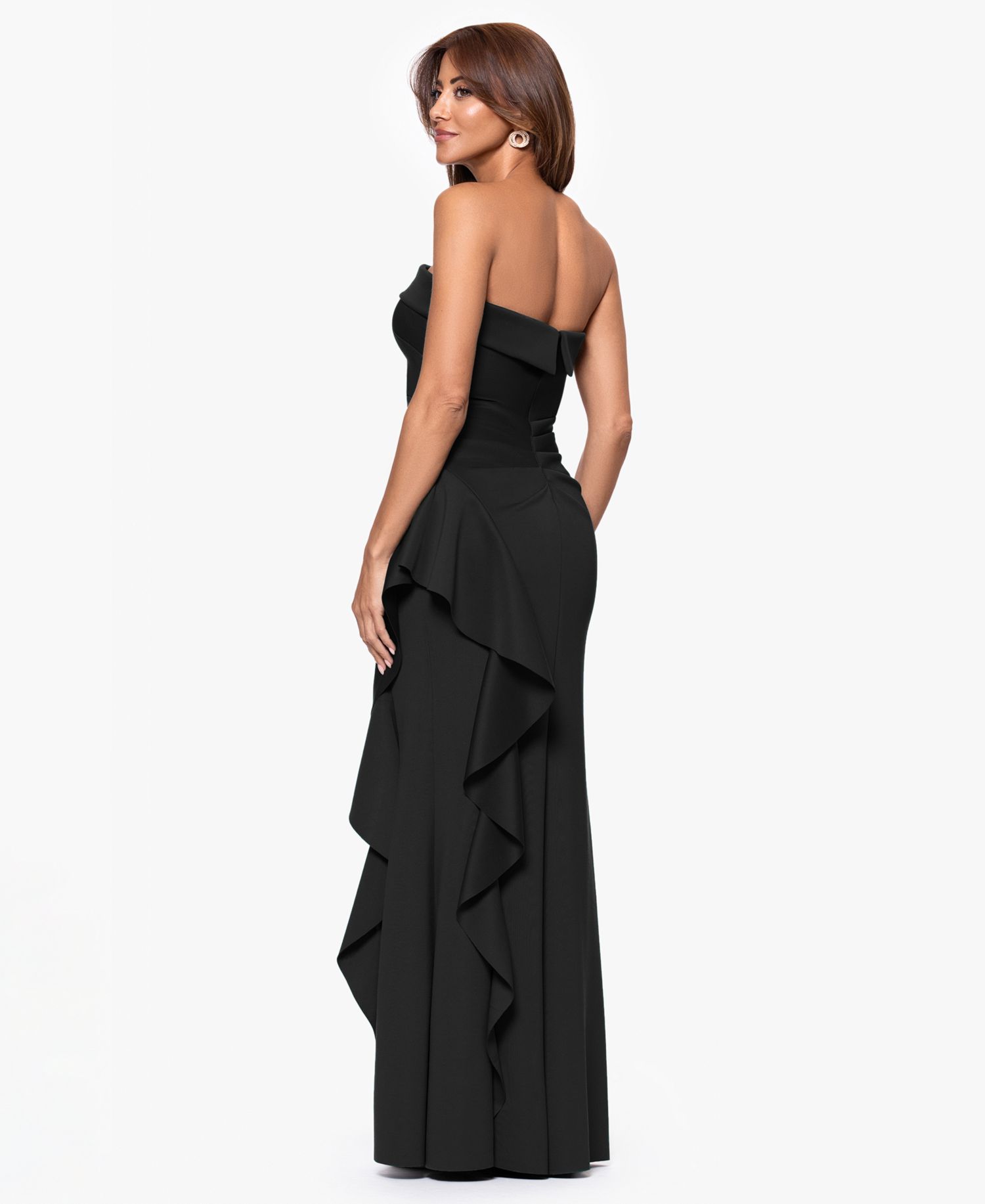 Petite Strapless Ruffle Sheath Gown