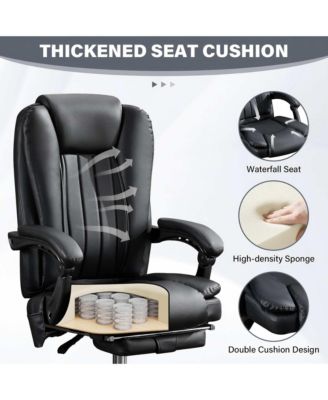 Massage Office Chair with Heat and 6 Vibration Points,Executive Office Chair with Foot Rest and Padded Armrests