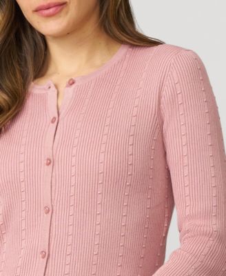 Women's Textured Rib Crewneck Cardigan
