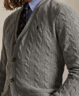 Men's Cable-Knit Wool-Cashmere Cardigan Sweater