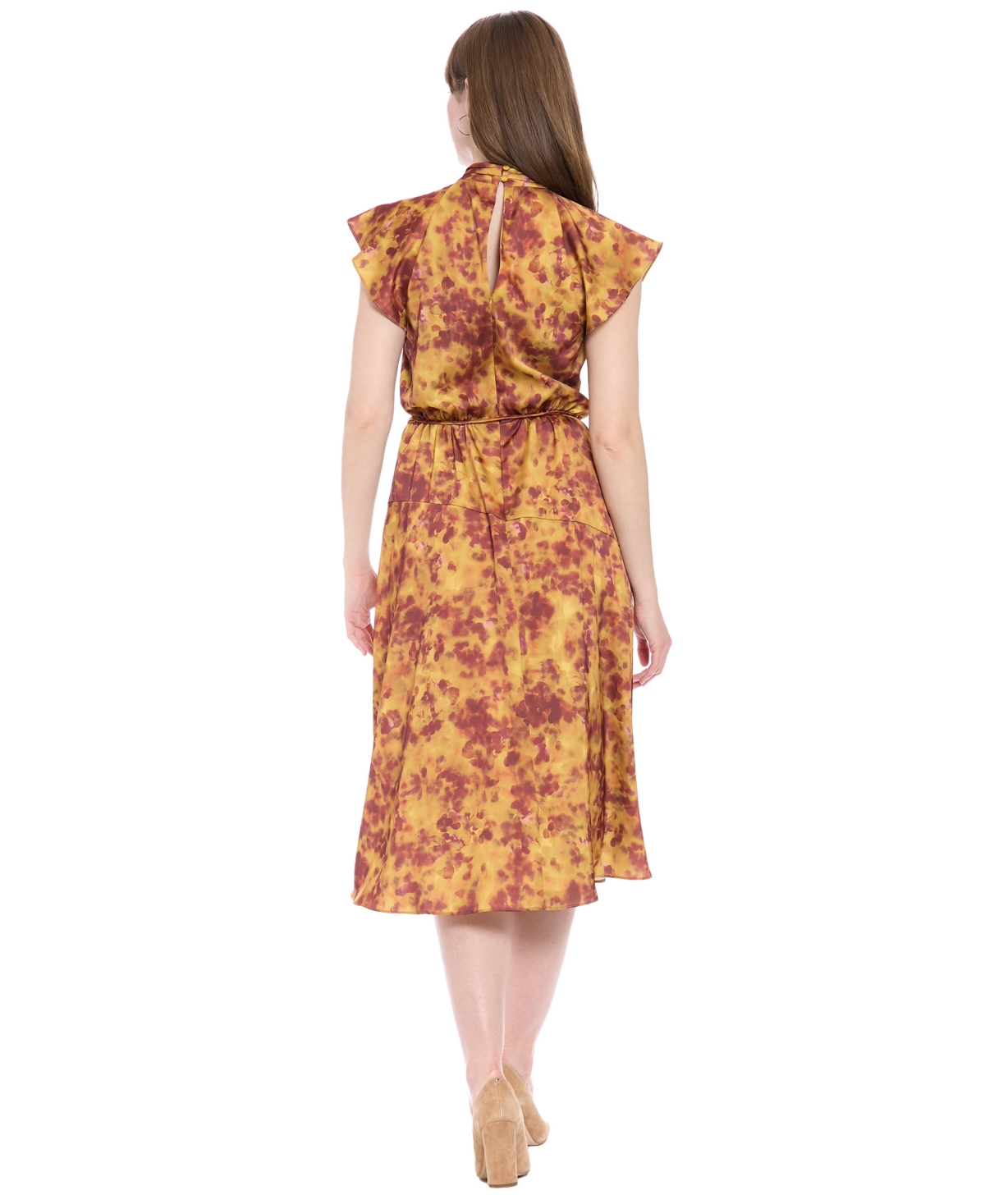 London Times Petite Printed Midi Dress In Brown