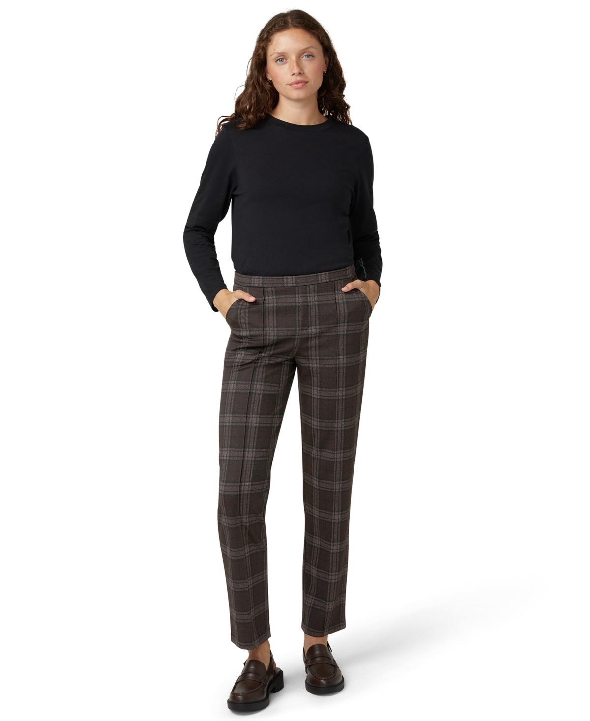 Hue Women's Plaid Pattern Trouser Pants In Brown