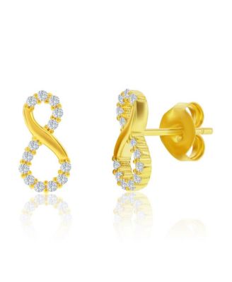 Sterling Silver, Polished & CZ Infinity Necklace & Earrings Set