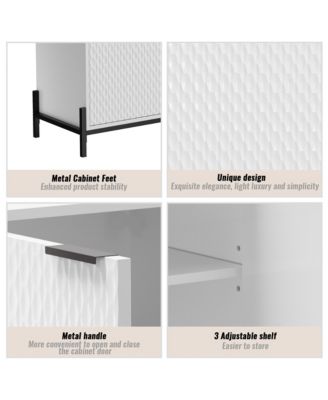 Modern Storage Cabinet with Adjustable Shelves, 49IN Accent Cabinet with 3 Doors, Decorative Cabinets for Living Room, Kitchen, Office