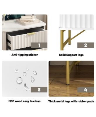 2-Drawer Nightstand with Metal Base