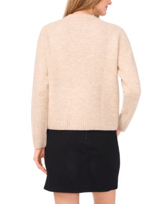 Women's Crewneck Embellished Detail Long-Sleeve Sweater