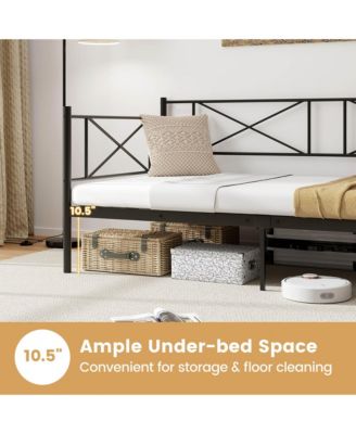 Twin Size Metal Daybed Modern Platform Bed w/ Heavy-duty Metal Slat Support