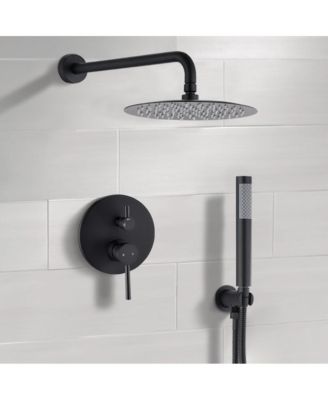 10" Matte Black Roud Rain Shower head and Handheld Shower Head Set