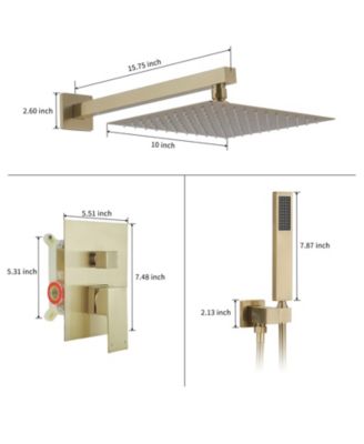 Luxurious Single Handle 2-Spray 10 in. Wall Mount Square Shower Head with Hand Shower Faucet