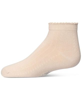 Little Girls Ditsy Floral Scalloped Cuff Anklet Sock