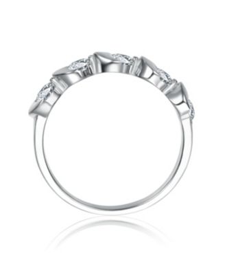 Sterling Silver White Gold Plated with Clear Cubic Zirconia Swirl Ring