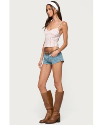 Womens Raia Floral Striped Backless Top