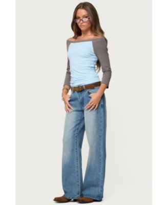 Women's Keri Boat Neck Contrast Raglan Top