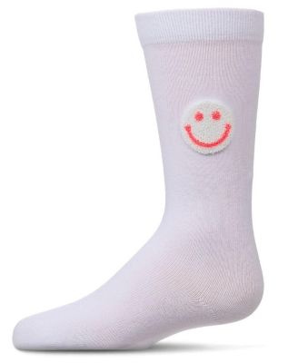 Big Girls Fuzzy Smiley Face Knee High Socks