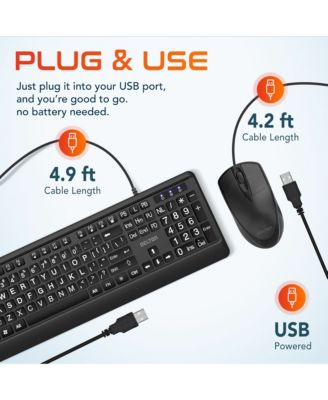 KB20 Big Button Computer Keyboard and Mouse Combo