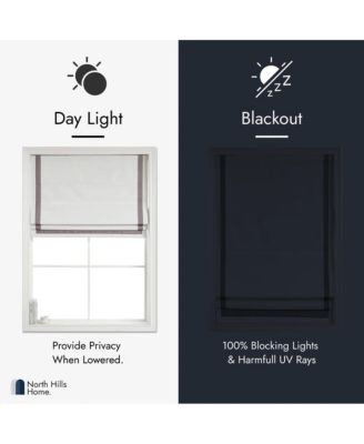 Cordless Pull Down 100% Blackout Roman Shade with Ribbon Border 39"x64"