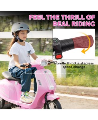 24V Kids Motorcycle with Rear Suspension, Lights for 8-12 Years,