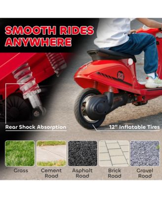 24V Kids Motorcycle with Rear Suspension, Lights for 8-12 Years,