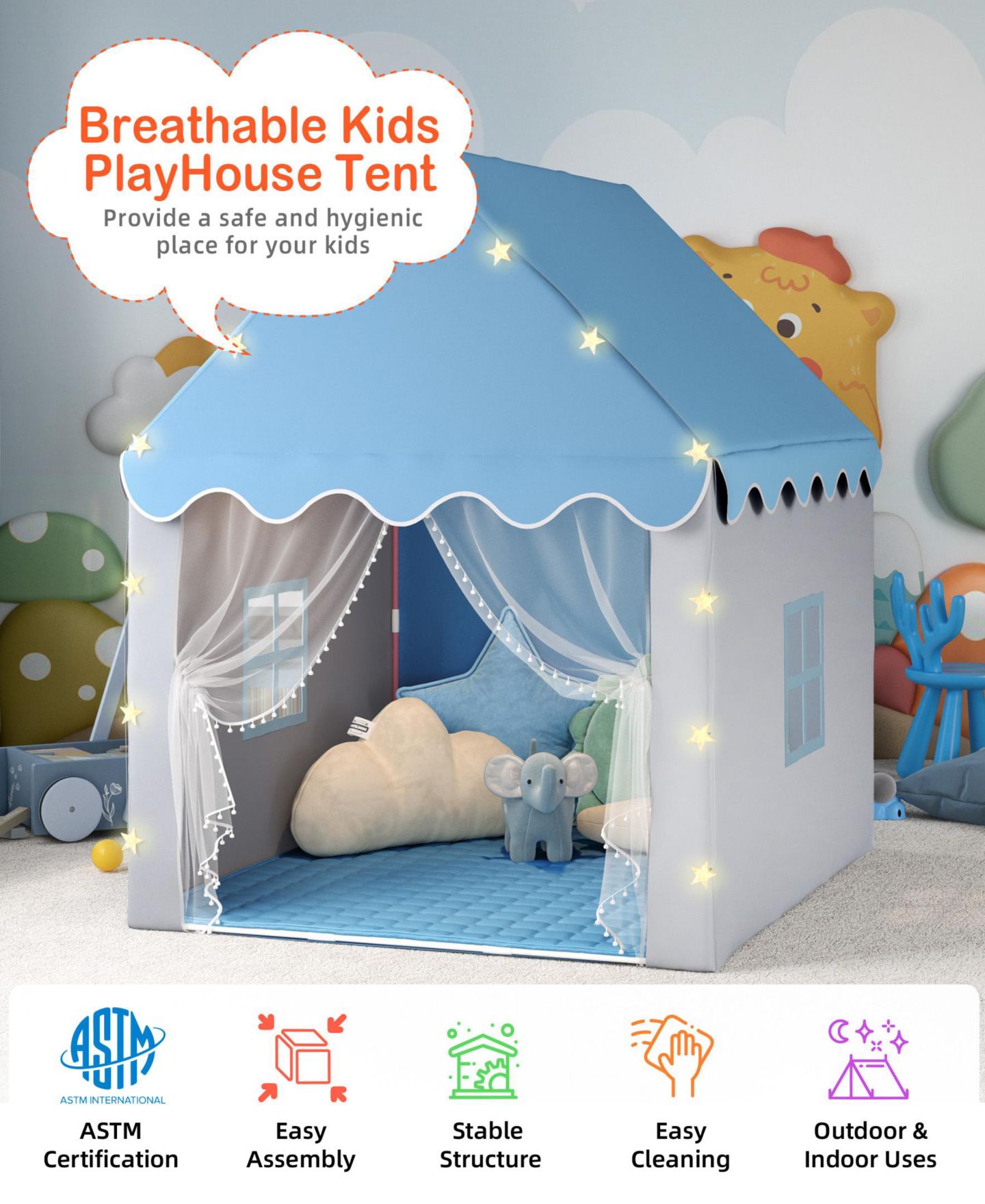 Детская игрушка SUGIFT Star Lights Playhouse Tent, Ages 3+, цвет: Синий — фото 2