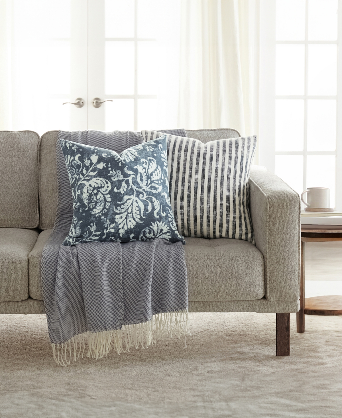 Ienjoy Home Yarn-dyed Pattern 2-pack Decor Pillows, 20" X 20" In Blue