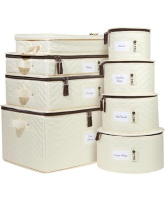 Hard Shell China Storage Containers 8-Piece Set Moving Boxes for Dinnerware Service for 12