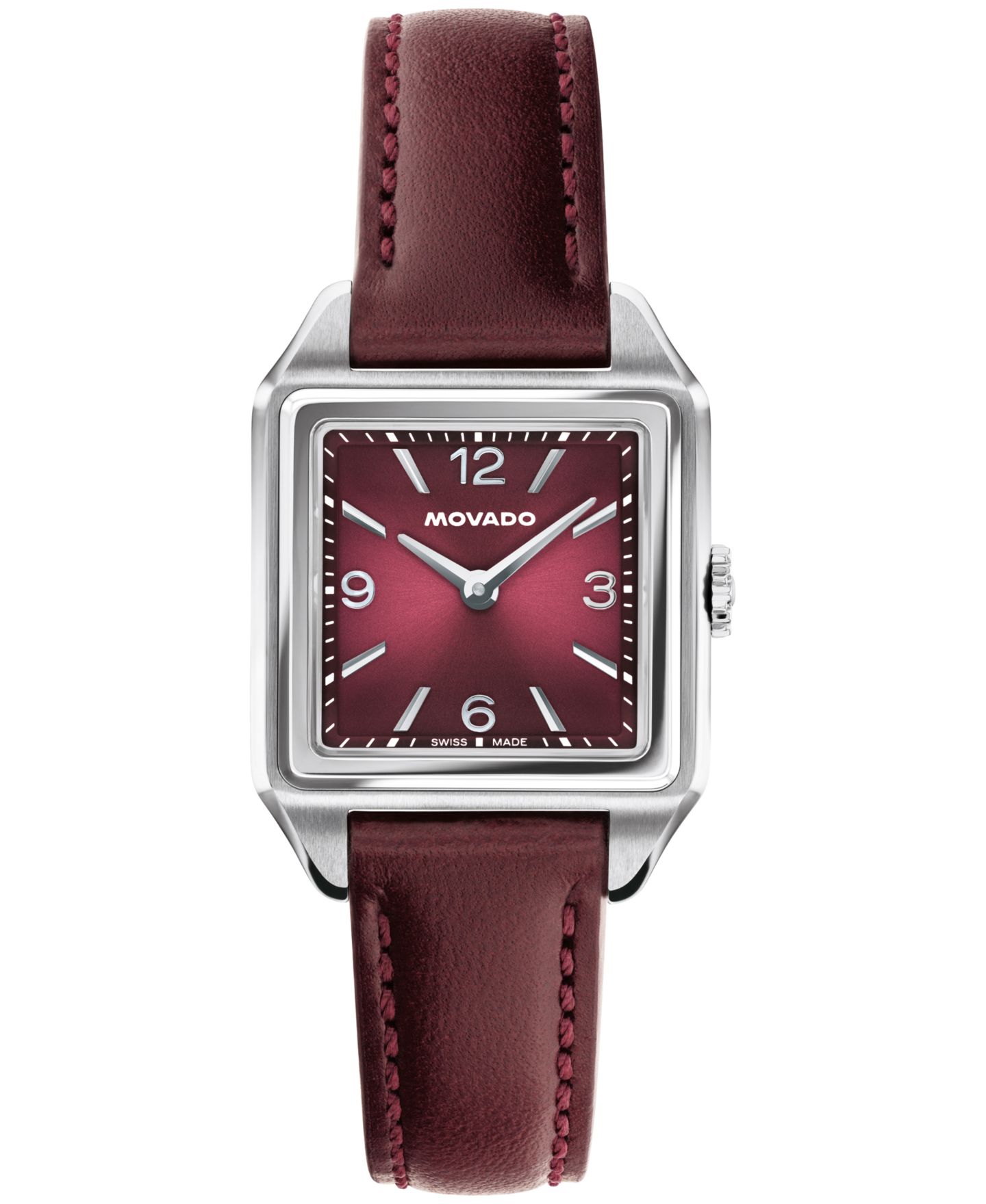 Женские часы Movado 1917 Swiss Quartz Cherry Leather Watch, 25 x 34.1mm — фото 1