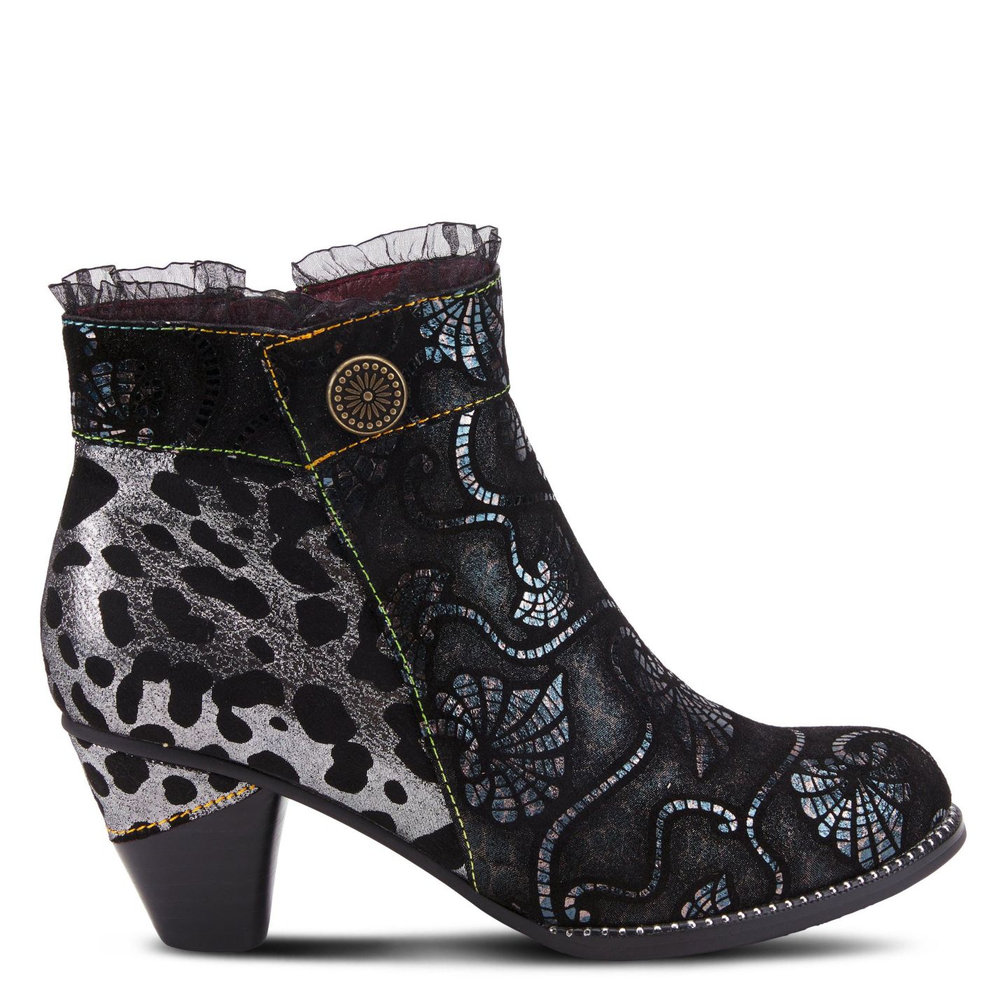 Женские ботинки L'Artiste Dessa Leather Booties, цвет: Чёрный разноцветный — фото 4