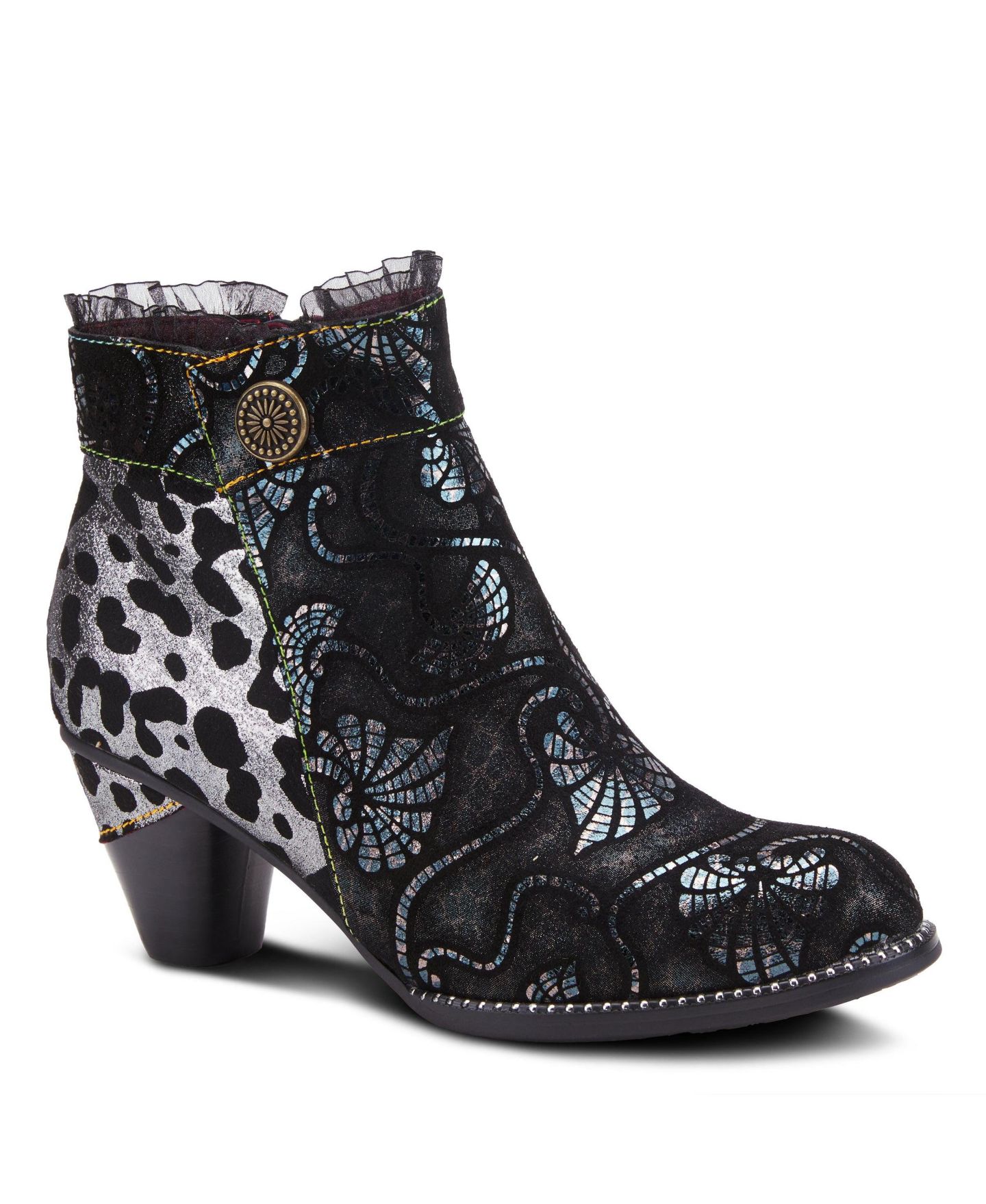 Женские ботинки L'Artiste Dessa Leather Booties, цвет: Чёрный разноцветный — фото 1