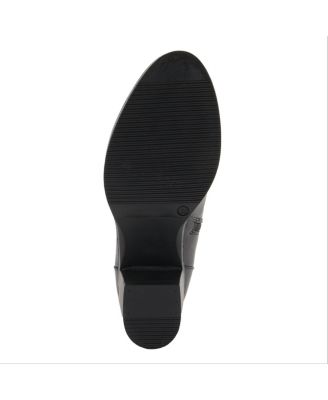 Garibaldi Leather Mid Boot with Decorative Lace and Button Detail on Block Heel