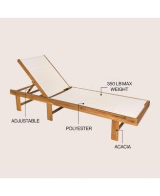 Mallorca Modern Classic Foldable Adjustable Wood Chaise Outdoor Lounge Chair with Cushion & Wheels