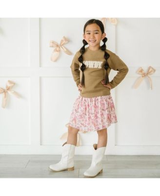 Little and Big Girls Howdy Patch Sweatshirt