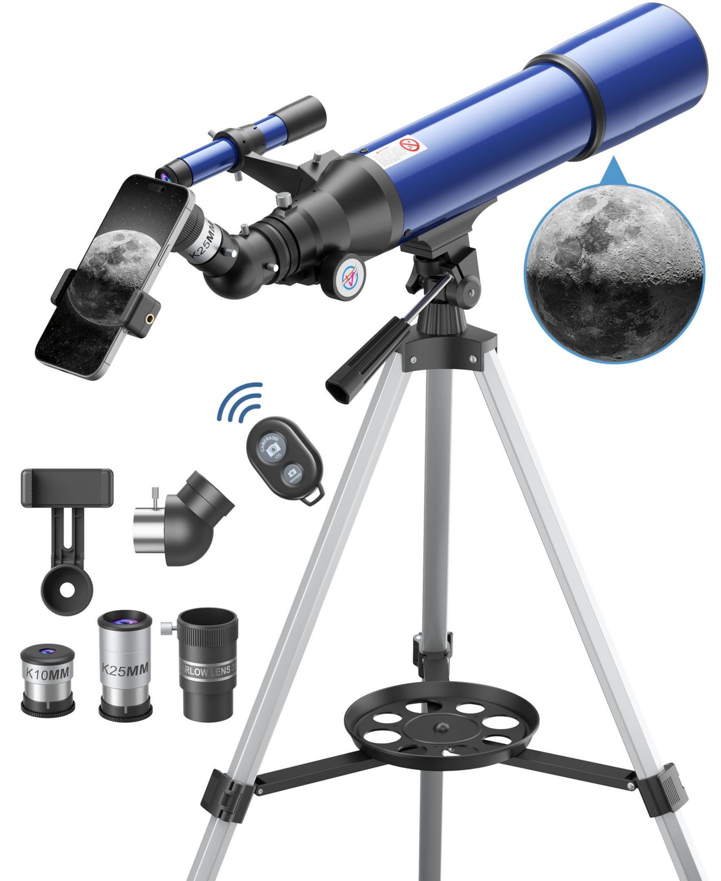 Детские игрушки SUGIFT 80mm Astronomical Refractor Telescope for Beginners, Complete Kit, Ages 8+, цвет: Синий — фото 1