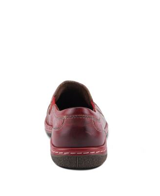 L’Artiste Women’s ANNAWAN Floral Embossed Handpainted Leather Comfort Slip-On Shoes with Stretch Gore and Padded Collar