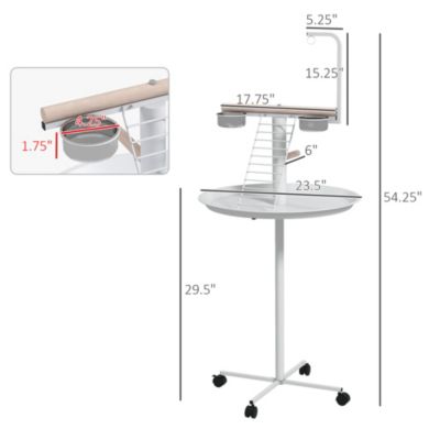 Bird Sd with Wheels, Perches, Feed Bowls, Round Tray for Parrot