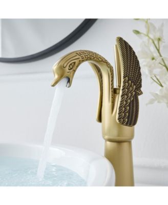 12*12*5 Swan Single Hole Single Handle Bathroom Vessel Sink Faucet With Pop Up Drain