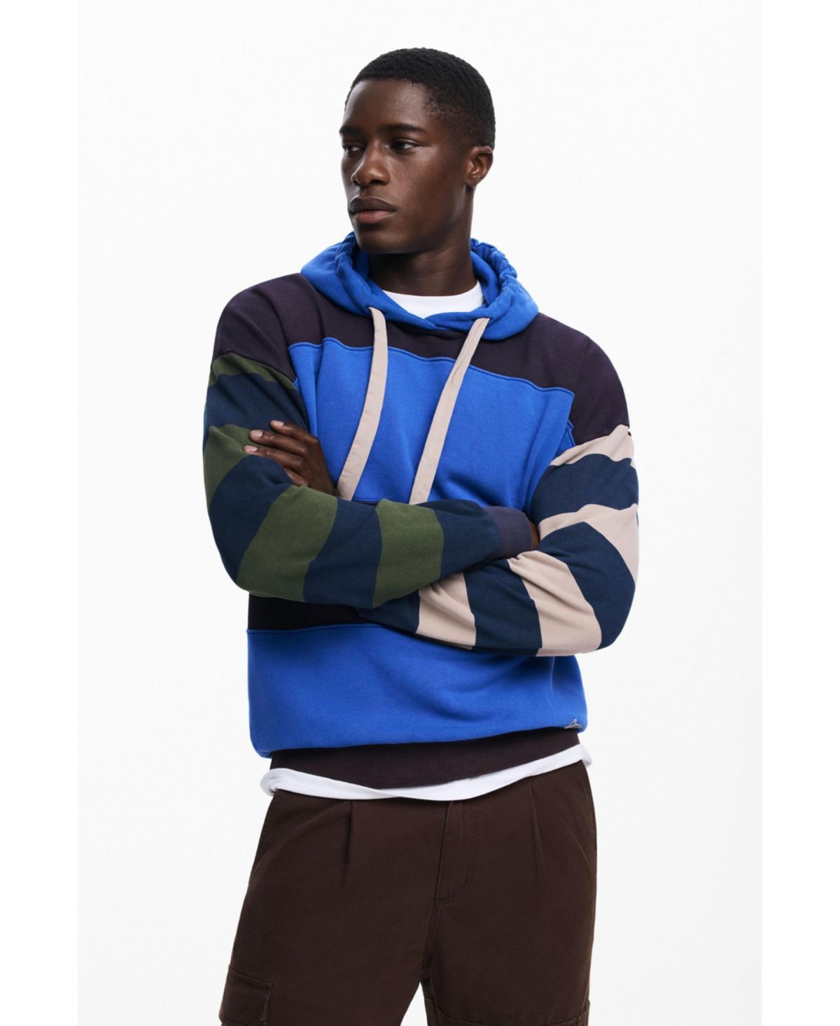 Мужская толстовка с капюшоном в полоску