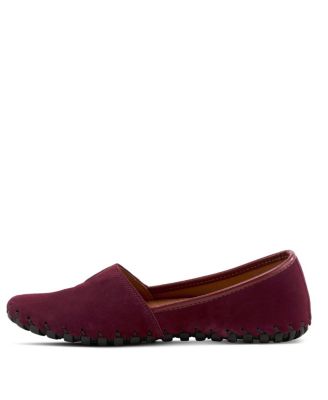 Kathaleta Suede Slip-On Comfort Flats with V-Elastic Notch, Arch Support and Removable Insole