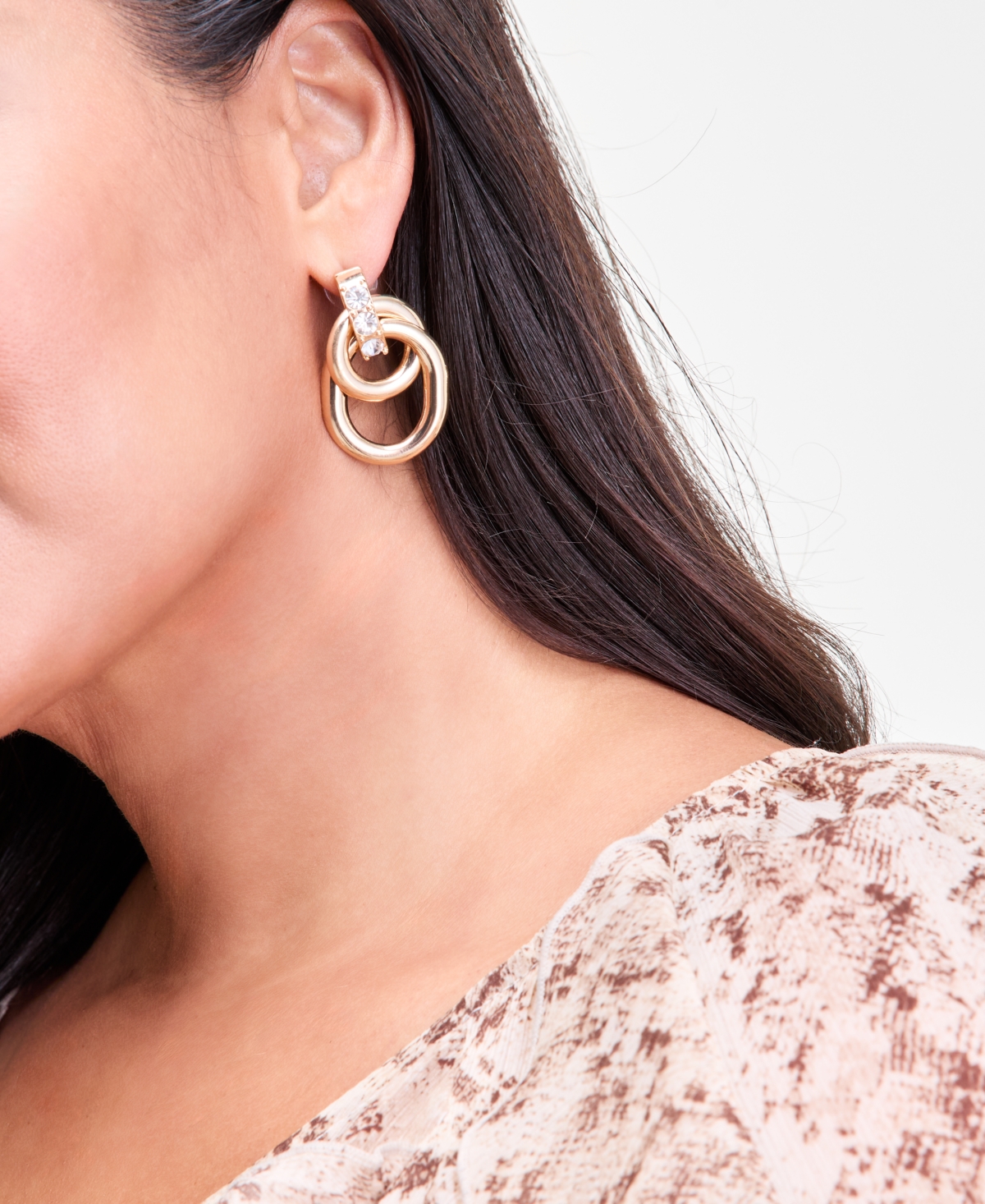 I.n.c. International Concepts Pave Linked Circle Drop Earrings, Macy's Exclusive