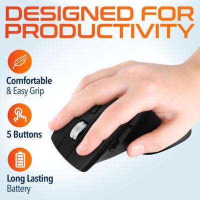 S18 Wireless Mouse, 2.4G Ergonomic Mouse, 5 Noiseless Buttons (DMS18-WB)